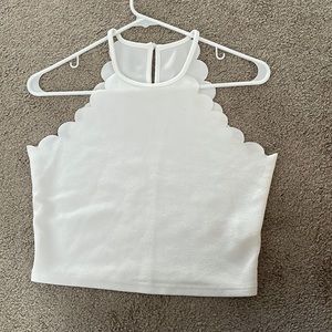 White, scallop edge halter top